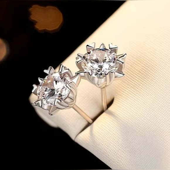 1ct MOISSONITE Diamond EARRINGS. GENUINE CERTIFIED Starburst 18kg / 925 Sterling - Picture 4 of 12